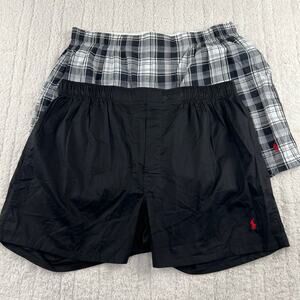 Polo Ralph Lauren Black Gray Plaid Boxer Shorts Men's size Large Classic fit